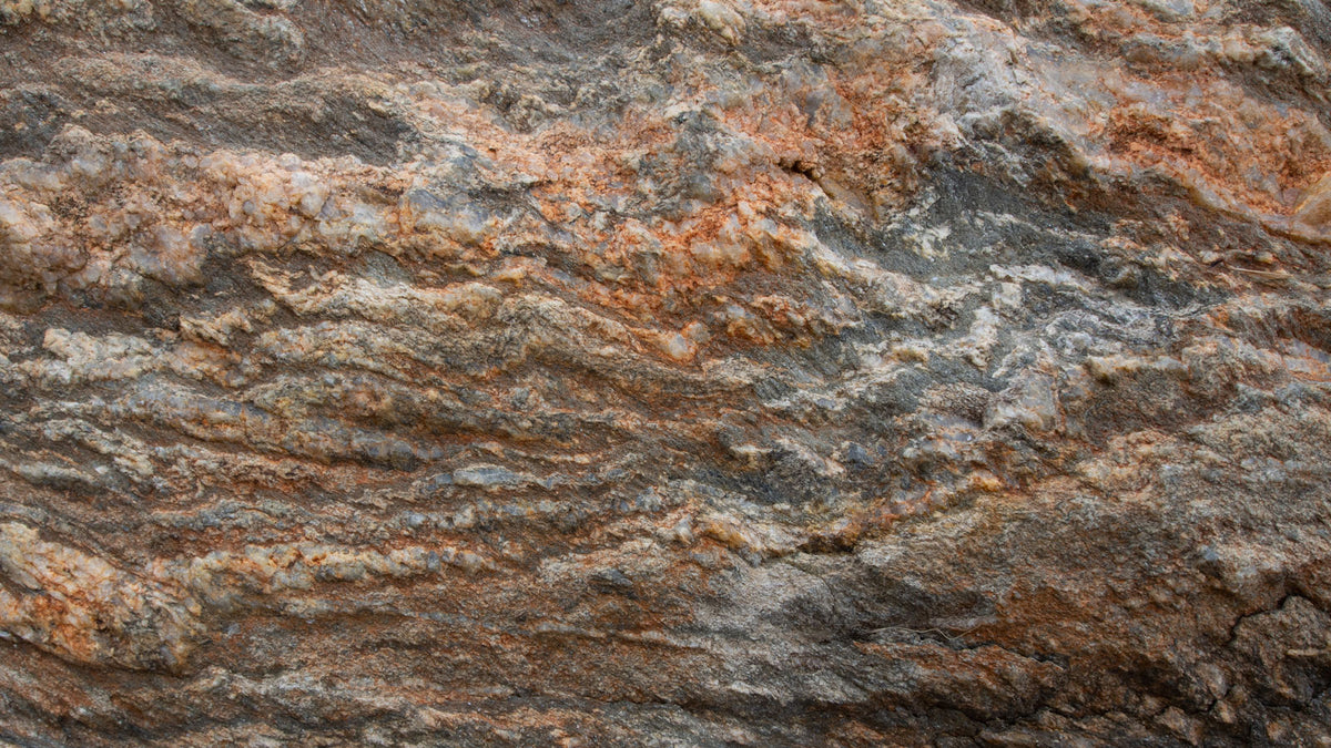 A closeup of the textural rockface if quartz and schist with in on the Moko Hills Kakano Pinot Noir Label